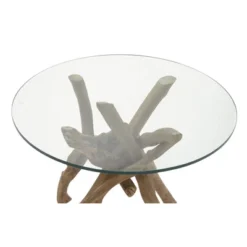 Log And Glass Round Accent Table Tan - Olivia & May -Baxton Studio Sales Shop GUEST 032cf040 c683 4a01 adef 18861e808f52