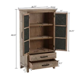 LuxenHome Farmhouse Wood And Metal 2-Drawer 2-Door Storage Cabinet. -Baxton Studio Sales Shop GUEST 0461a075 35a8 496e 911c 6e02b65fd4b5