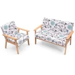 Tangkula 2 Piece Loveseat And Single Sofa Set Fabric Upholstered Couch & Accent Armchair White+Blue/Blue/Yellow Floral -Baxton Studio Sales Shop GUEST 050324b2 61e1 4dec 933d 1d41f7ed6e5d