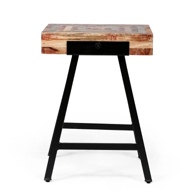 Mcmullen Handcrafted Boho Mango Wood End Table Natural/Black - Christopher Knight Home 3 Mcmullen Handcrafted Boho Mango Wood End Table Natural/Black - Christopher Knight Home - Image 3