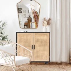 LuxenHome Black And Brown Wood 2-Door Storage Cabinet. -Baxton Studio Sales Shop GUEST 0663670c b9ef 427a 8be4 607c19c0d531