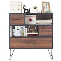 Costway Sideboard Storage Cabinet Multipurpose Display Unit W/Metal Leg & Drawers Walnut -Baxton Studio Sales Shop GUEST 06c88157 1141 4947 911b 50e7bad90099