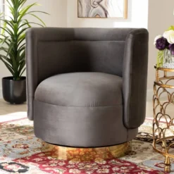 Saffi Velvet Upholstered Swivel Accent Chair - Baxton Studio -Baxton Studio Sales Shop GUEST 073e4f8c d5d5 4d16 a199 e89b7e492ebc