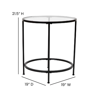 Flash Furniture Astoria Collection Round End Table - Modern Clear Glass Accent Table With Matte Black Frame 2 Flash Furniture Astoria Collection Round End Table - Modern Clear Glass Accent Table With Matte Black Frame - Image 2