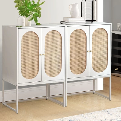 Arina Natural Rattan 2 Door High Accent Cabinet With Adjustable Shelf - The Pop Maison 1 Arina Natural Rattan 2 Door High Accent Cabinet With Adjustable Shelf - The Pop Maison
