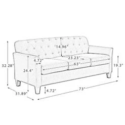 Hilda 73"Wide Living Room Sofa With Flared Arms | ARTFUL LIVING DESIGN -Baxton Studio Sales Shop GUEST 0a438858 df13 4f6c 993d 0a1d9a68f220