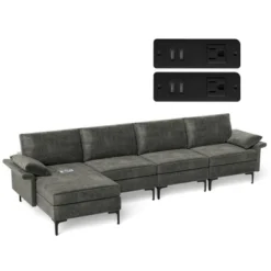 Costway Modern Modular L-shaped Sectional Sofa W/ Reversible Chaise & 4 USB Ports -Baxton Studio Sales Shop GUEST 0b09fa23 71d2 4739 b267 ec23c10b51df