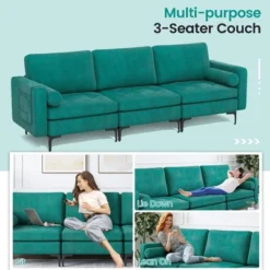 Costway Modular 3-Seat Sofa Couch W/ Socket USB Ports & Side Storage Pocket Teal 15 Costway Modular 3-Seat Sofa Couch W/ Socket USB Ports & Side Storage Pocket Teal -Baxton Studio Sales Shop GUEST 0c87a3bf 090e 4215 8372 99863270e499