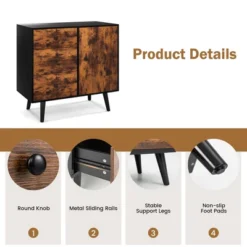 Costway Mid-Century Rustic Storage Cabinet Multipurpose Wood Shelf Organizer With 3 Drawers -Baxton Studio Sales Shop GUEST 0dbfb74a 3376 49a7 8f9d 673b40969366