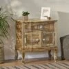 Culloden Handcrafted Boho Mango Wood Cabinet Natural/White - Christopher Knight Home