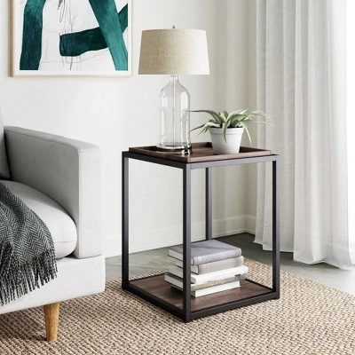 Nash Industrial Modern Wood Tray Top Side Table - Nathan James 6 Nash Industrial Modern Wood Tray Top Side Table - Nathan James - Image 6
