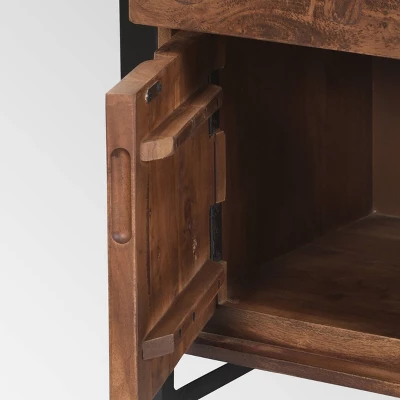 Guetlet Boho Cabinet Light Brown/Black - Christopher Knight Home 3 Guetlet Boho Cabinet Light Brown/Black - Christopher Knight Home - Image 3