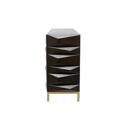 Contemporary Bold Facet Carved Wood Buffet Cabinet Brown - Olivia & May 7 Contemporary Bold Facet Carved Wood Buffet Cabinet Brown - Olivia & May - Image 7