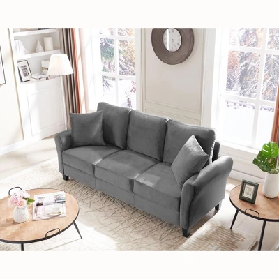 Clio Velvet Upholstered 3 Seater Sofa Couch,78 Inches Long Sofas,Modern Velvet Couch 3 Seater Sofa With 2 Pillow-Maison Boucle 3 Clio Velvet Upholstered 3 Seater Sofa Couch,78 Inches Long Sofas,Modern Velvet Couch 3 Seater Sofa With 2 Pillow-Maison Boucle - Image 3