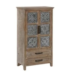 LuxenHome Farmhouse Wood And Metal 2-Drawer 2-Door Storage Cabinet. -Baxton Studio Sales Shop GUEST 11e301eb 26a5 4ac9 b8e4 7ecd053b65db