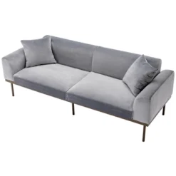 Modern Velvet Loveseat Sofa With Metal Legs And Two Pillows-ModernLuxe -Baxton Studio Sales Shop GUEST 150e6081 4165 4301 8429 bf614bf8c5b0