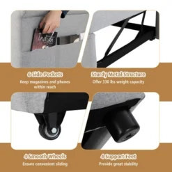 Costway Convertible Sofa Bed 3-in-1 Pull-out Sofa Chair Adjustable Reclining Chair Grey -Baxton Studio Sales Shop GUEST 1ae4c1c4 f207 4255 9637 ffdb20b3c238