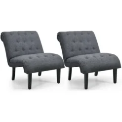 Costway Set Of 2 Armless Accent Chair Upholstered Tufted Lounge Chair -Baxton Studio Sales Shop GUEST 227d0ffc a5d9 47d8 ba6b ebadf1d458f0
