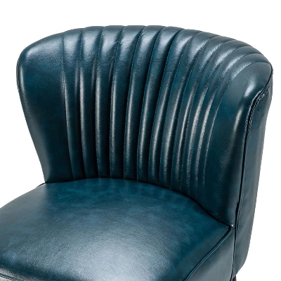 Set Of 2 Eustacio Mid-back Vegan Leather Accent Side Chair | Karat Home-TURQUOISE 6 Set Of 2 Eustacio Mid-back Vegan Leather Accent Side Chair | Karat Home-TURQUOISE - Image 6