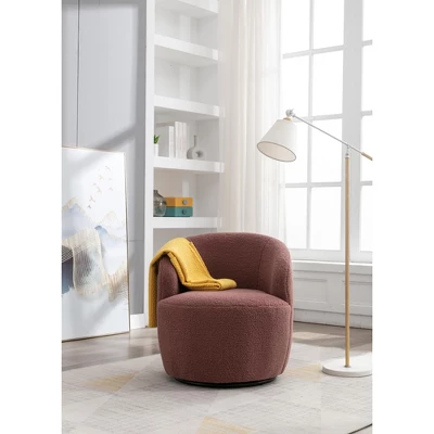 Fannie 25.60'' Wide Small Size Boucle Upholstered 360° Swivel Barrel Chair-The Pop Maison 9 Fannie 25.60'' Wide Small Size Boucle Upholstered 360° Swivel Barrel Chair-The Pop Maison - Image 9