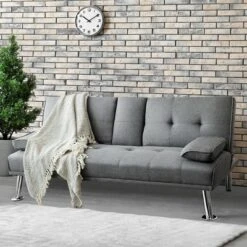 Costway Convertible Folding Futon Sofa Bed Fabric W/2 Cup Holders Light Gray/Dark Gray 13 Costway Convertible Folding Futon Sofa Bed Fabric W/2 Cup Holders Light Gray/Dark Gray -Baxton Studio Sales Shop GUEST 2b96ae0c 1bc3 4a93 9cc2 c26160973b85