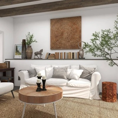 Contemporary Teak Wood Round Accent Table Brown - Olivia & May 16 Contemporary Teak Wood Round Accent Table Brown - Olivia & May - Image 16