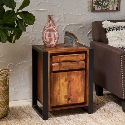 Guetlet Boho Cabinet Light Brown/Black - Christopher Knight Home 1 Guetlet Boho Cabinet Light Brown/Black - Christopher Knight Home