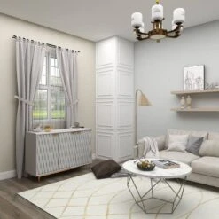 Contemporary Carved Woven Pattern Wood 3 Door Cabinet White - Olivia & May -Baxton Studio Sales Shop GUEST 32836ef6 5dd6 4889 ade7 60c6d1ae0435