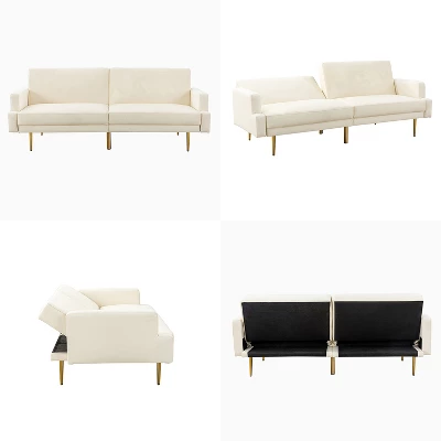 Lanna 76"Wide Vegan Leather Modern Style Convertible Futon Sofa Bed For Living Room Guest Bedroom | ARTFUL LIVING DESIGN 2 Lanna 76"Wide Vegan Leather Modern Style Convertible Futon Sofa Bed For Living Room Guest Bedroom | ARTFUL LIVING DESIGN - Image 2