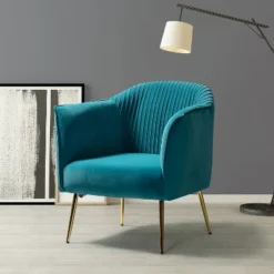 Velvet Barrel Chair With Goden Base Contemporary And Classic Velvet Accent Chair For Living Room | Karat Home -Baxton Studio Sales Shop GUEST 337793fa 5235 48fb abb0 378f34562bdc