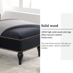 58" Velvet Chaise Lounge, Button Tufted Right Arm Facing Sleeper Lounge Chair With Nailhead Trim & Solid Wood Legs Black-ModernLuxe -Baxton Studio Sales Shop GUEST 36573675 0d53 4476 8cac f85b4ed8b0b8