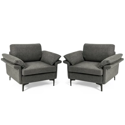 Costway Set Of 2 Fabric Accent Armchair Upholstered Single Sofa W/ Metal Legs 10 Costway Set Of 2 Fabric Accent Armchair Upholstered Single Sofa W/ Metal Legs - Image 10
