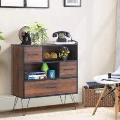 Costway Sideboard Storage Cabinet Multipurpose Display Unit W/Metal Leg & Drawers Walnut -Baxton Studio Sales Shop GUEST 3825322c a0c5 45b3 85f2 fec6102b6a72