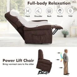Costway Power Lift Recliner Chair Sofa For Elderly W/ Side Pocket & Remote Control BlackBrown -Baxton Studio Sales Shop GUEST 38372271 f483 4fc2 b6a5 b6bdeb8c9cbd