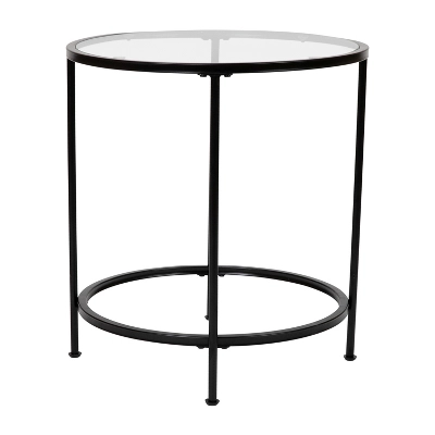 Flash Furniture Astoria Collection Round End Table - Modern Clear Glass Accent Table With Matte Black Frame 7 Flash Furniture Astoria Collection Round End Table - Modern Clear Glass Accent Table With Matte Black Frame - Image 7