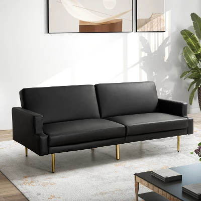 Lanna 76"Wide Vegan Leather Modern Style Convertible Futon Sofa Bed For Living Room Guest Bedroom | ARTFUL LIVING DESIGN 13 Lanna 76"Wide Vegan Leather Modern Style Convertible Futon Sofa Bed For Living Room Guest Bedroom | ARTFUL LIVING DESIGN - Image 13