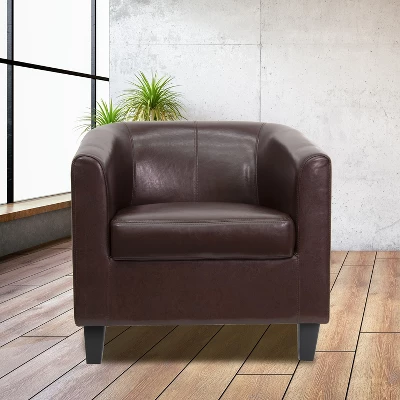 Emma And Oliver Leather Lounge Chair With Sloping Arms 1 Emma And Oliver Leather Lounge Chair With Sloping Arms