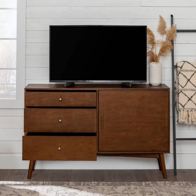 Mid-Century Modern With Closed Storage TV Stand For TVs Up To 58" Walnut - Saracina Home 15 Mid-Century Modern With Closed Storage TV Stand For TVs Up To 58" Walnut - Saracina Home - Image 15