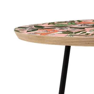 Round Marta Barragan Camarasa Olives In The Orange Flowers Side Table Pink/Black - Deny Designs 2 Round Marta Barragan Camarasa Olives In The Orange Flowers Side Table Pink/Black - Deny Designs - Image 2