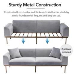 Modern Velvet Loveseat Sofa With Metal Legs And Two Pillows-ModernLuxe -Baxton Studio Sales Shop GUEST 3c7a6dc7 9459 4fa4 bd4f d8bf46ba2a43