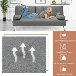 Costway Convertible Folding Futon Sofa Bed Fabric W/2 Cup Holders Light Gray/Dark Gray 16 Costway Convertible Folding Futon Sofa Bed Fabric W/2 Cup Holders Light Gray/Dark Gray -Baxton Studio Sales Shop GUEST 3d194956 13b5 4e1f 8343 93797bf4d634