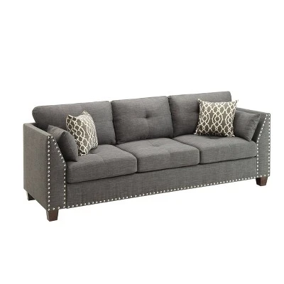 82" Laurissa Sofa Light Charcoal Linen - Acme Furniture 4 82" Laurissa Sofa Light Charcoal Linen - Acme Furniture - Image 4