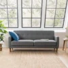 Adair Mid-Century Modern Sofa Couch With Armrest Pockets Tufted Linen Fabric - Mellow