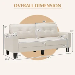 Costway Modern 79.5inch Fabric Loveseat Couch Living Room Sofa For Small Spaces Beige -Baxton Studio Sales Shop GUEST 41873b00 777b 49b4 bfa6 7ace43002ed2