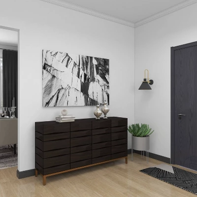 Contemporary Bold Facet Carved Wood Buffet Cabinet Brown - Olivia & May 13 Contemporary Bold Facet Carved Wood Buffet Cabinet Brown - Olivia & May - Image 13