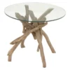 Log And Glass Round Accent Table Tan - Olivia & May