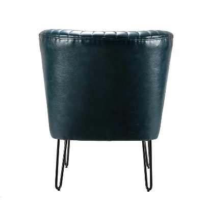 Set Of 2 Eustacio Mid-back Vegan Leather Accent Side Chair | Karat Home-TURQUOISE 4 Set Of 2 Eustacio Mid-back Vegan Leather Accent Side Chair | Karat Home-TURQUOISE - Image 4