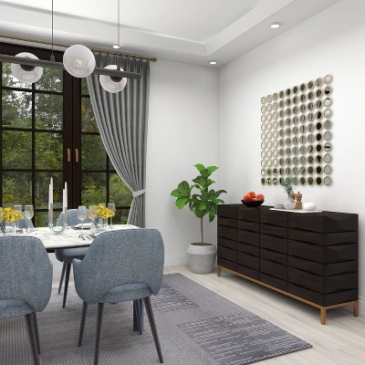 Contemporary Bold Facet Carved Wood Buffet Cabinet Brown - Olivia & May 17 Contemporary Bold Facet Carved Wood Buffet Cabinet Brown - Olivia & May - Image 17