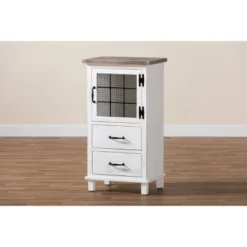 Faron Finished Wood 2 Drawer Storage Cabinet White/Oak Brown - Baxton Studio -Baxton Studio Sales Shop GUEST 486cf3bb bcef 4949 aefe a7c54973bff7