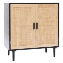 LuxenHome Black And Brown Wood 2-Door Storage Cabinet. -Baxton Studio Sales Shop GUEST 49d16ca4 5f05 4313 a992 af9addd4095e